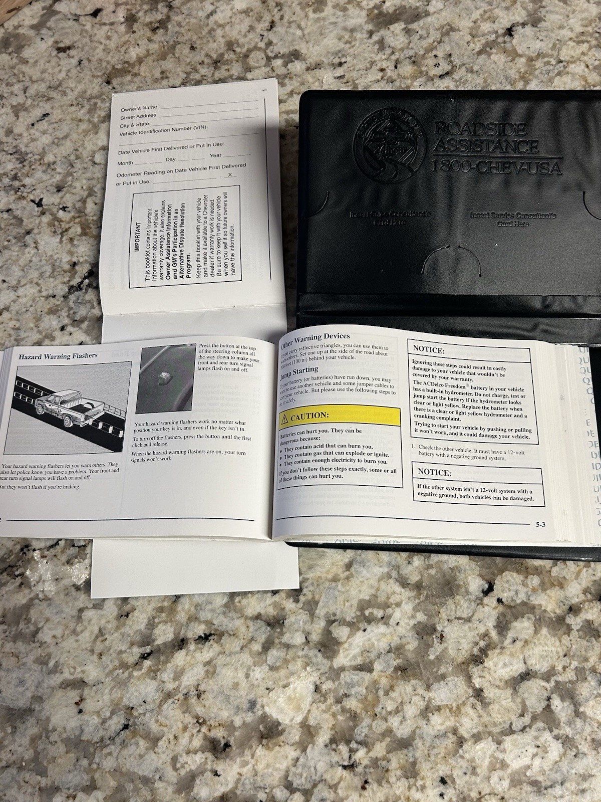 1999 Chevrolet Silverado Owners Manual With Original Cover And Warranty Booklet