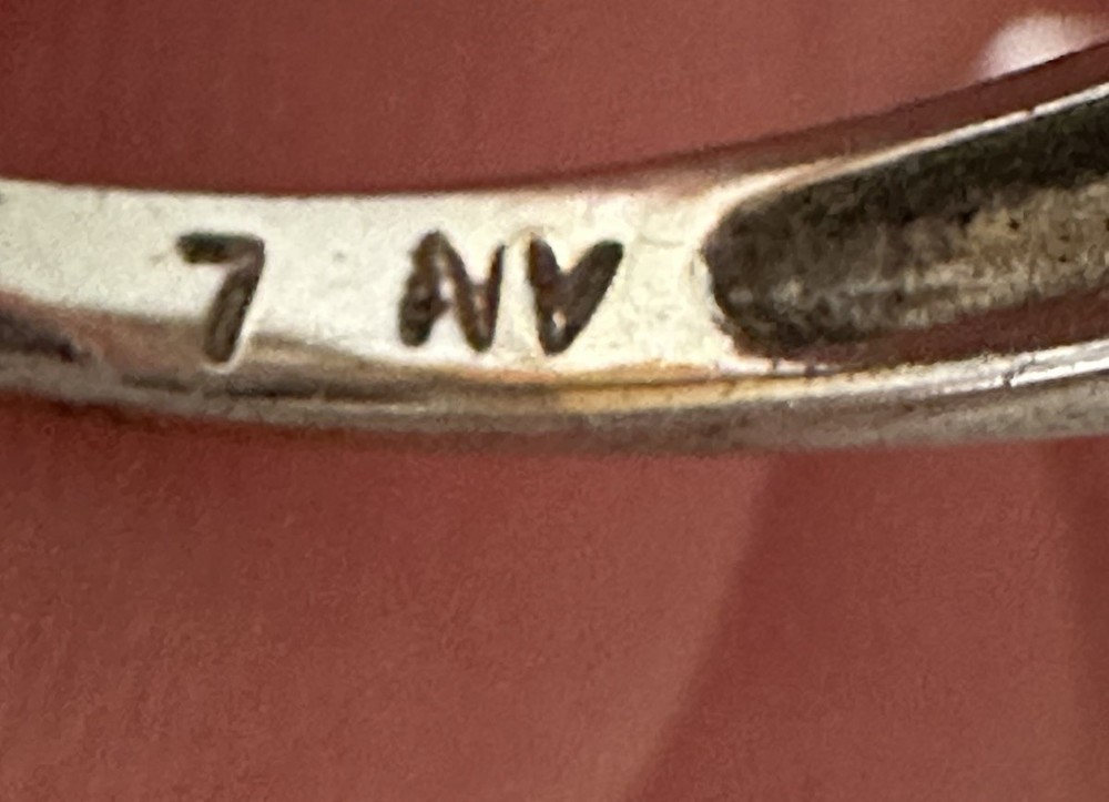 STERLING SILVER PEARL & CZ BYPASS SETTING RING SIZE 7