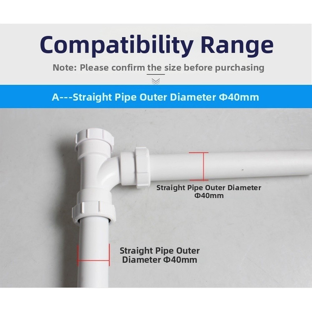 40mm For Drainage Pipe Tee Fitting Plastic Construction No Glue Needed