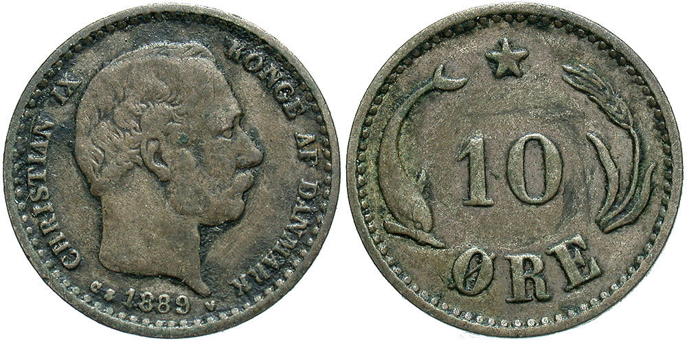 DENMARK 1889 10 Ore #WC71050