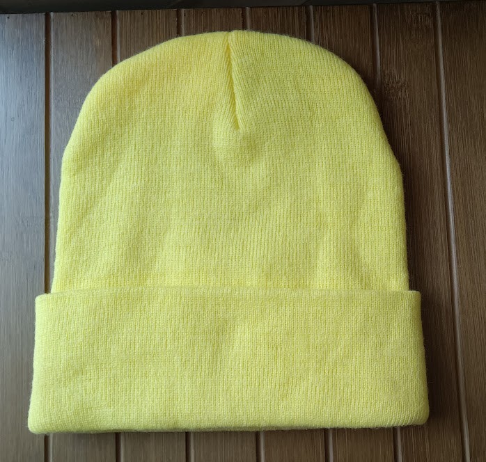 Exist Loudly Patch Beanie Hat Yellow One Size Cuffed NWOT