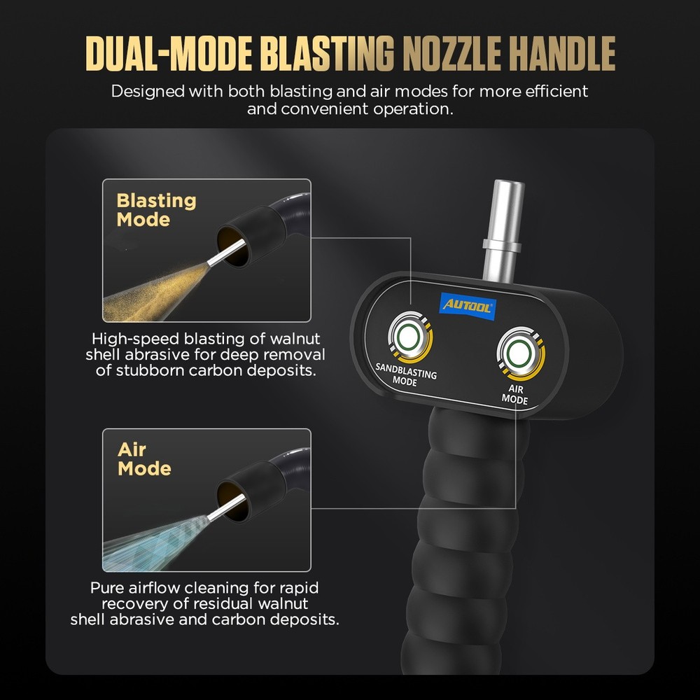 AUTOOL Walnut Blaster Engine Intake Valve Cleaner Car Sand Blasting Machine 110V