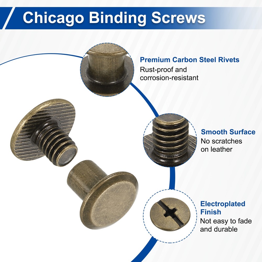 25set Phillips Chicago Screw M5x7mm Binding Post Screw, Bronze