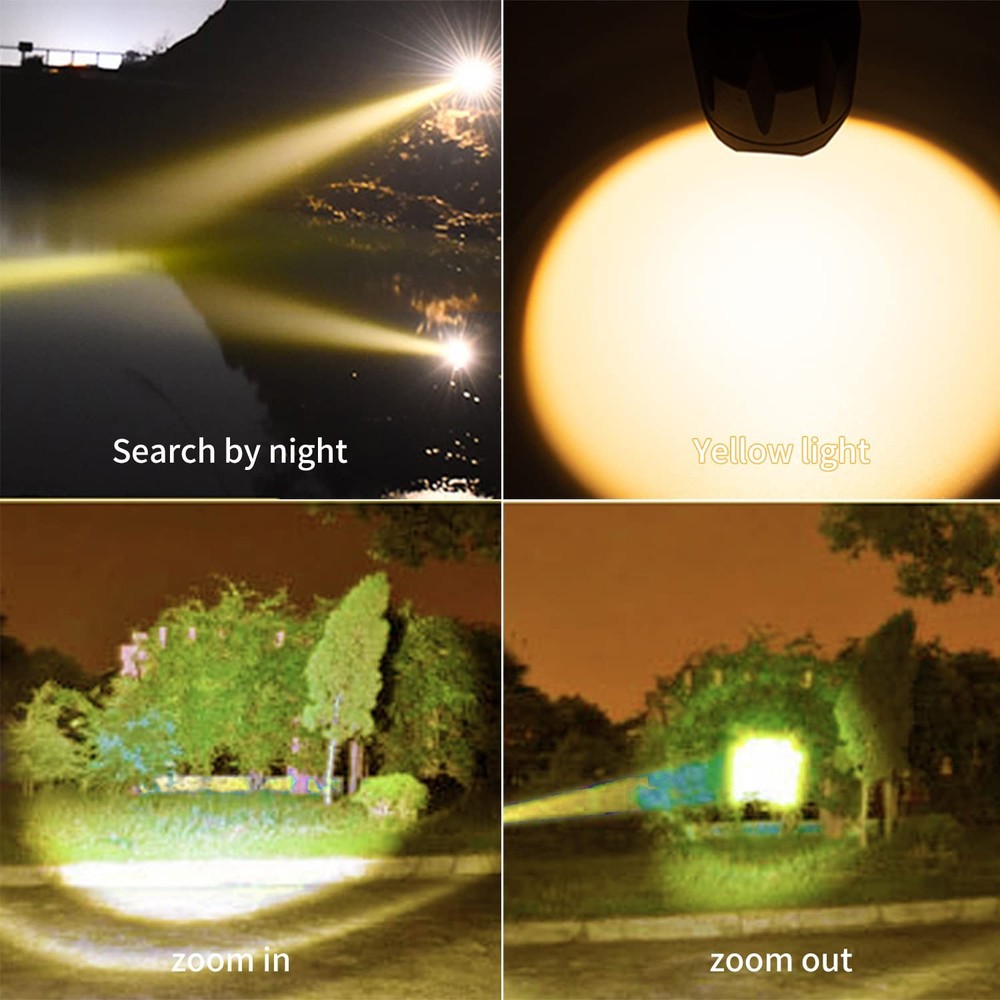 YZYOE Rechargeable Multi Function Flashlights 4 Color Lights, Black Light UV ...
