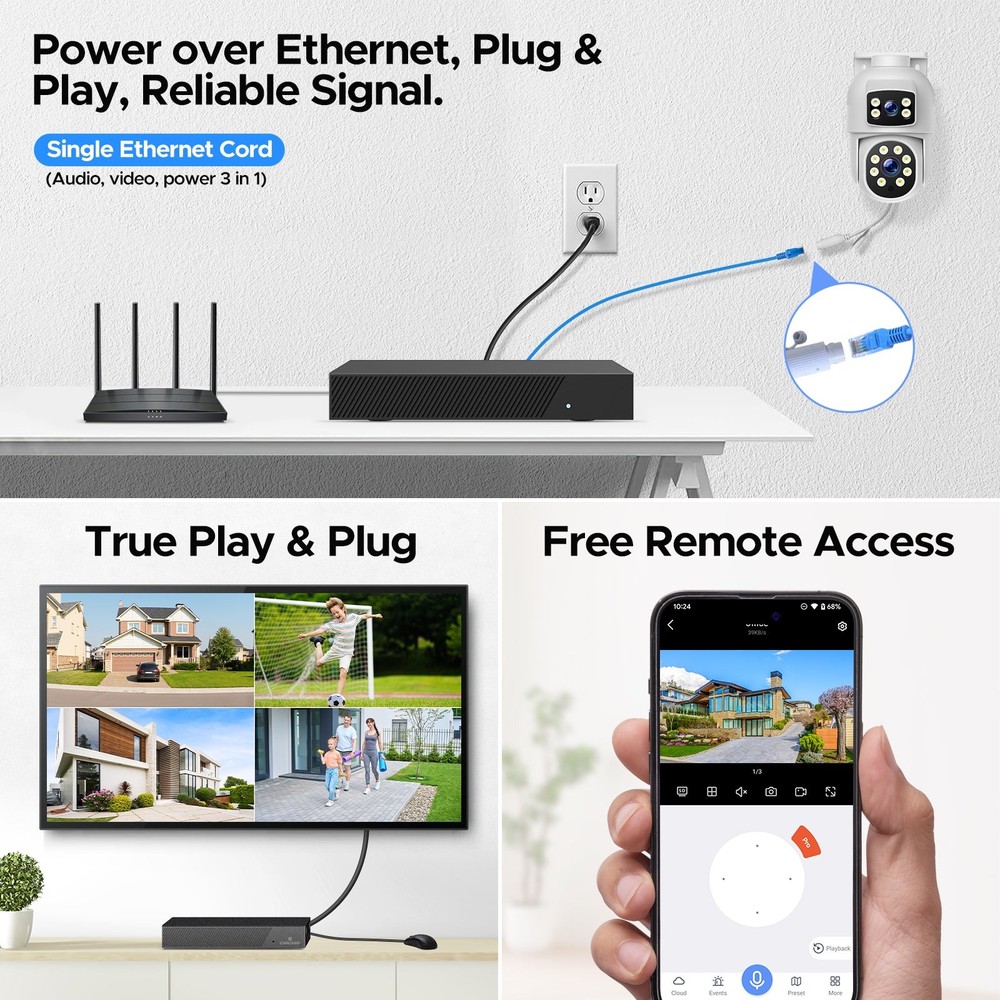 🔥CAMCAMP 4MP PoE CCTV Camera Systems 8CH 500GB NVR Wired Security Camera System
