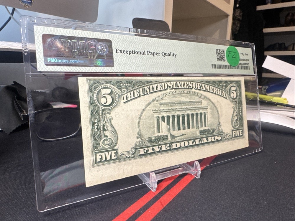 😀 ERROR Note: 1974 $5 FRN CUTTING ERROR (RICHMOND) PMG 55EPQ
