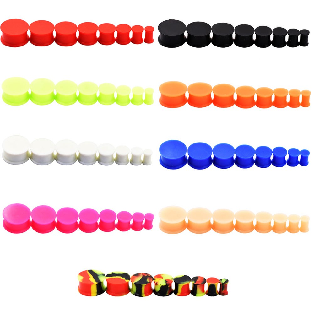 10pcs Random Silicone Plugs Ear Gauges Stretching Kit Solid Expander Tunnels