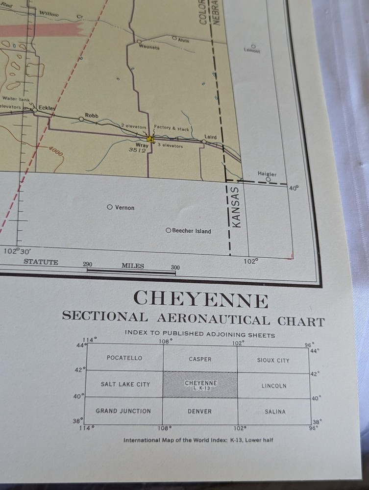 US Sectional Aeronautical Chart map Cheyenne June 1939