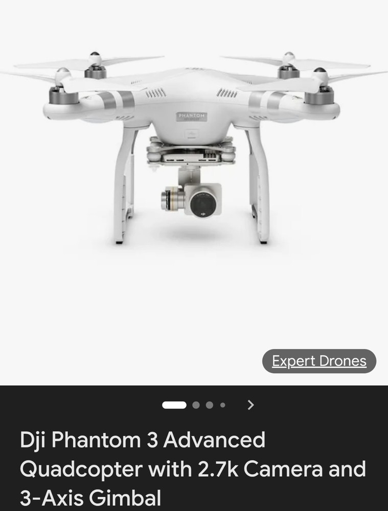 DJI Phantom 3 Advanced Quadcopter 2.7K Camera 3-Axis Gimbal White Electric