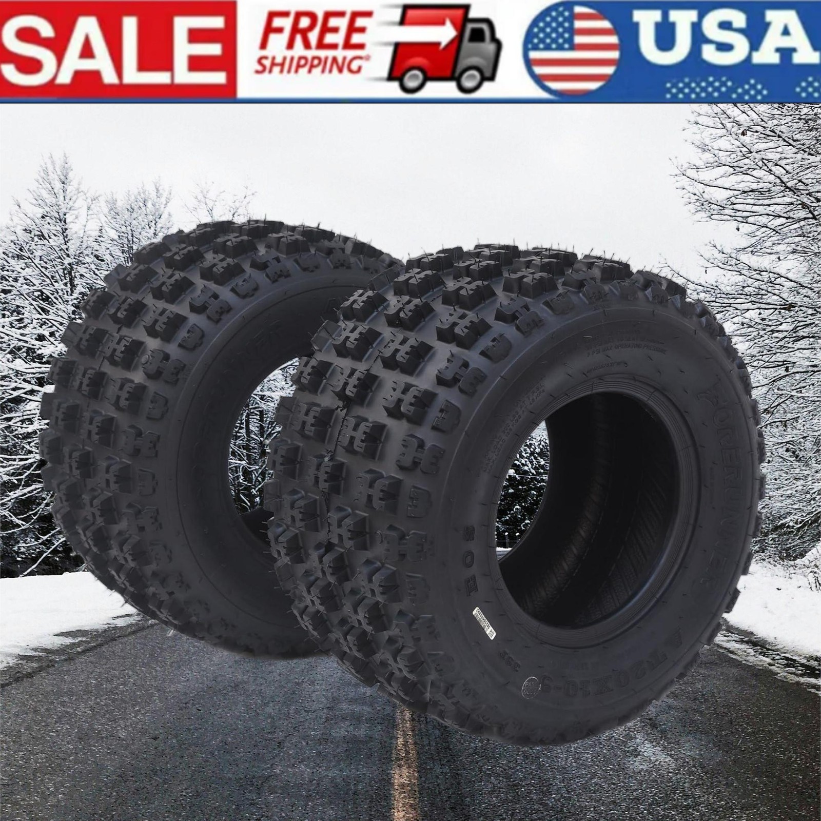 Set 2 Rear 20x10-9 ATV Tires 6PR 20x10x9 UTV Tires 20 10 9 All Terrain Tubeless