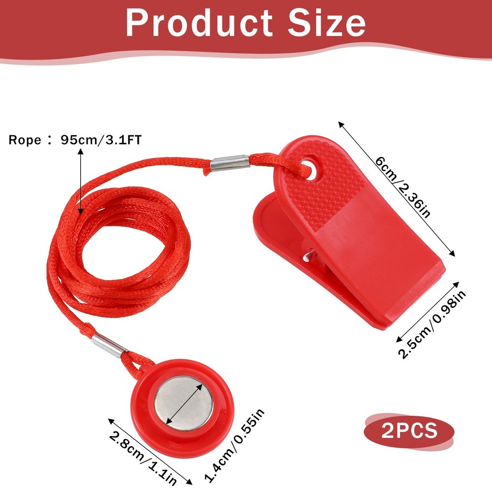 2PCS Universal Treadmill Magnetic Safety Key Emergency Stop Replacement