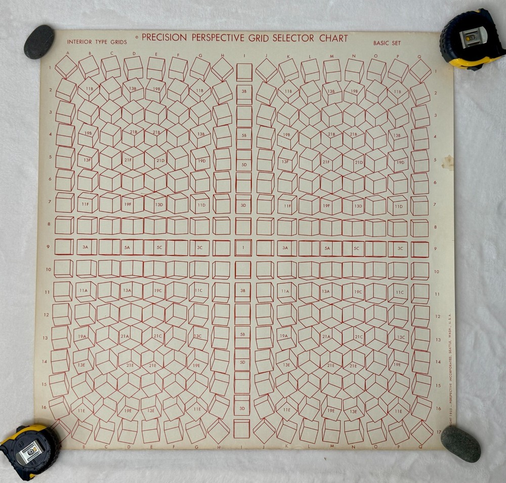 1955 Lawson Perspective Grid Charts Size IX Basic Set W Selector Charts Int/Ext