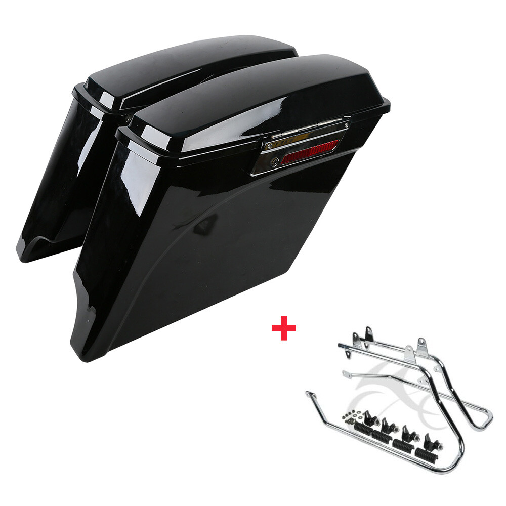 5" Extended Stretched Hard SaddleBags/Conversion Brackets Fit For Harley Softail