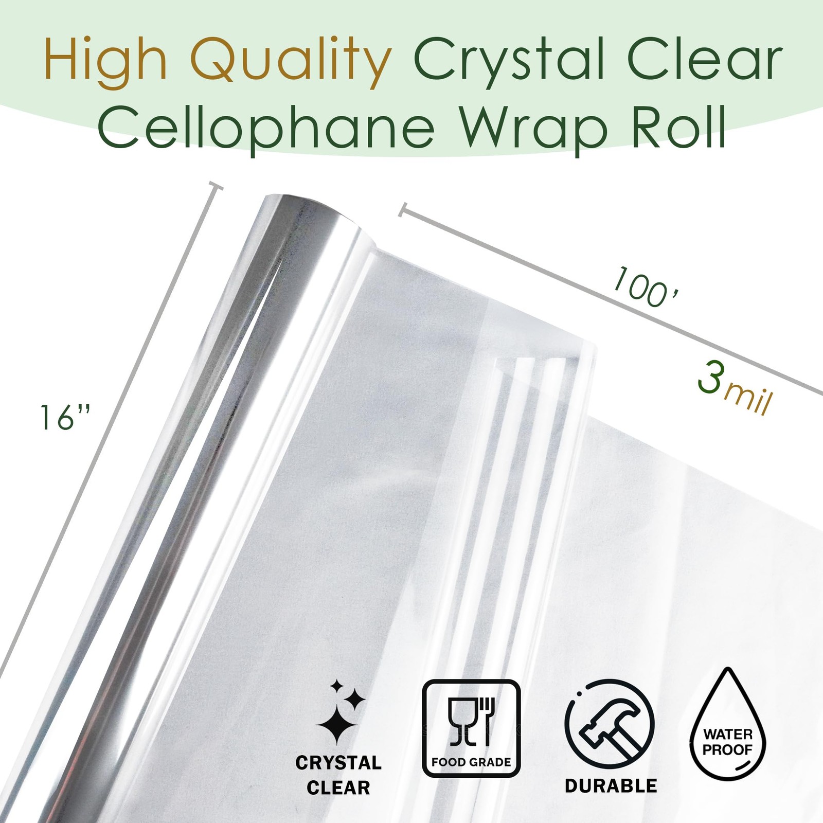 Craft And Party Clear Cellophane 1 Count (Pack of 1), - 16" x 100ft