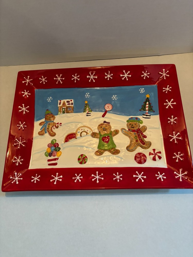 St. Nicholas Square "Sugar and Spice" Serving Tray Ceramic Rectangle 16.5 inches