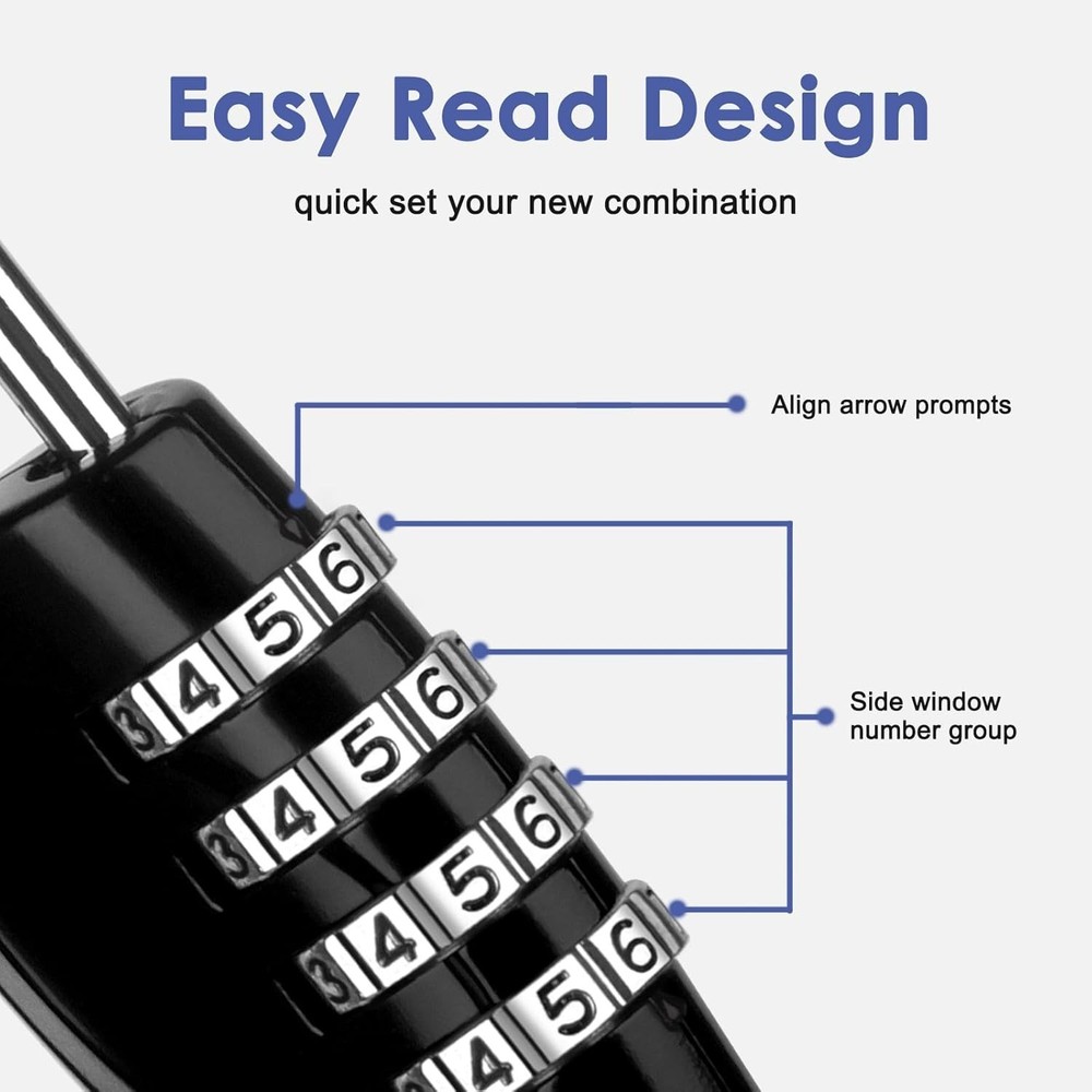 Effortless Security: 2 Pack Waterproof 4-Digit Combination Lock with Side Window