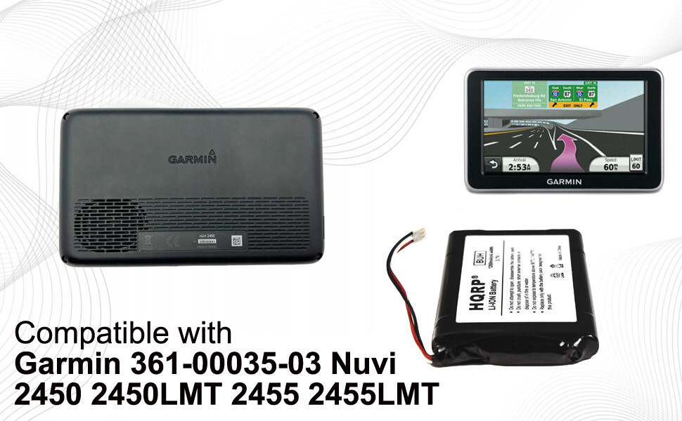 HQRP Battery for Garmin Nuvi 2460, 2460LMT, 2475, 2495, 2495LT, 2555, 2555LMT