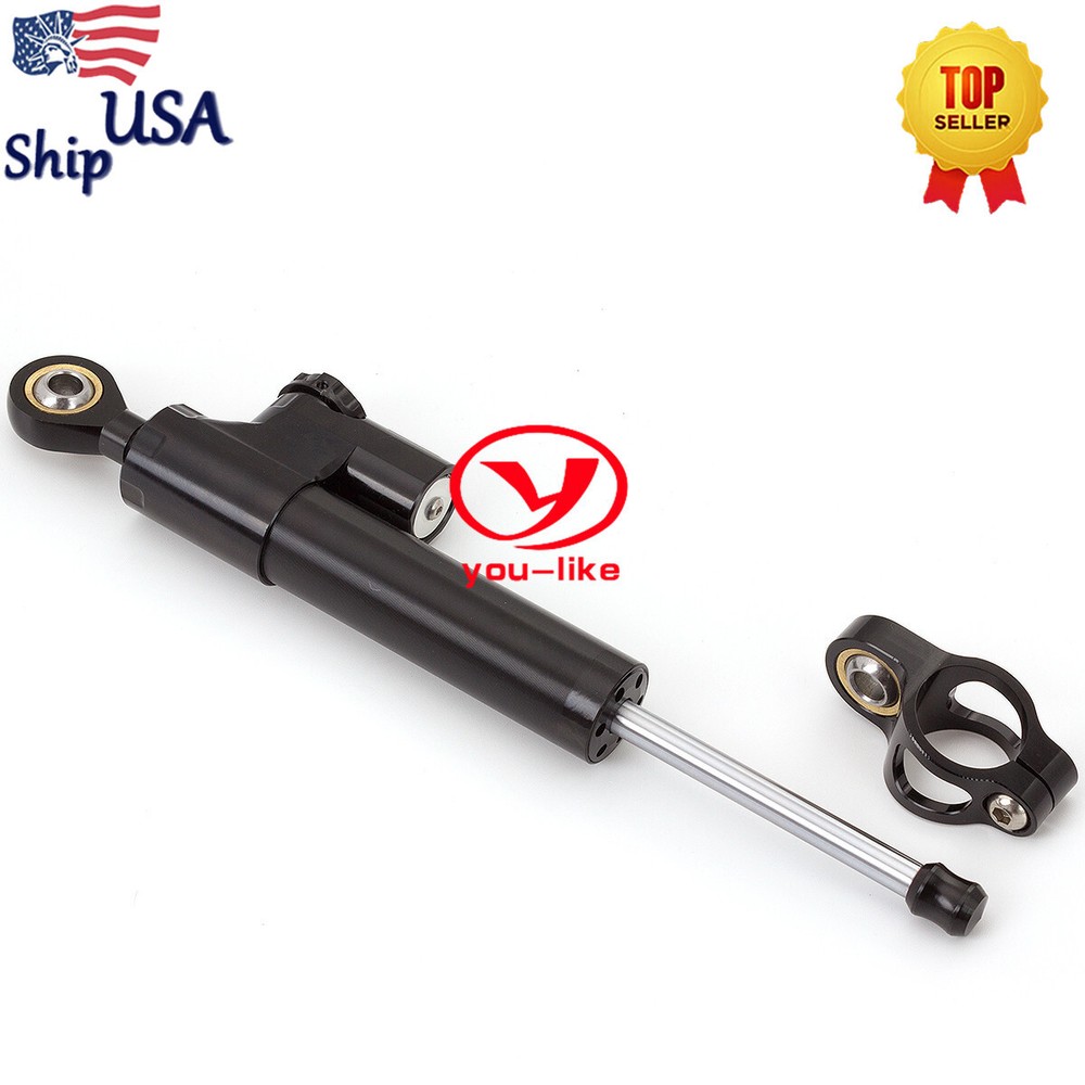CNC Universal Steering Stabilizer Damper Linear Control Safety Black Aluminum