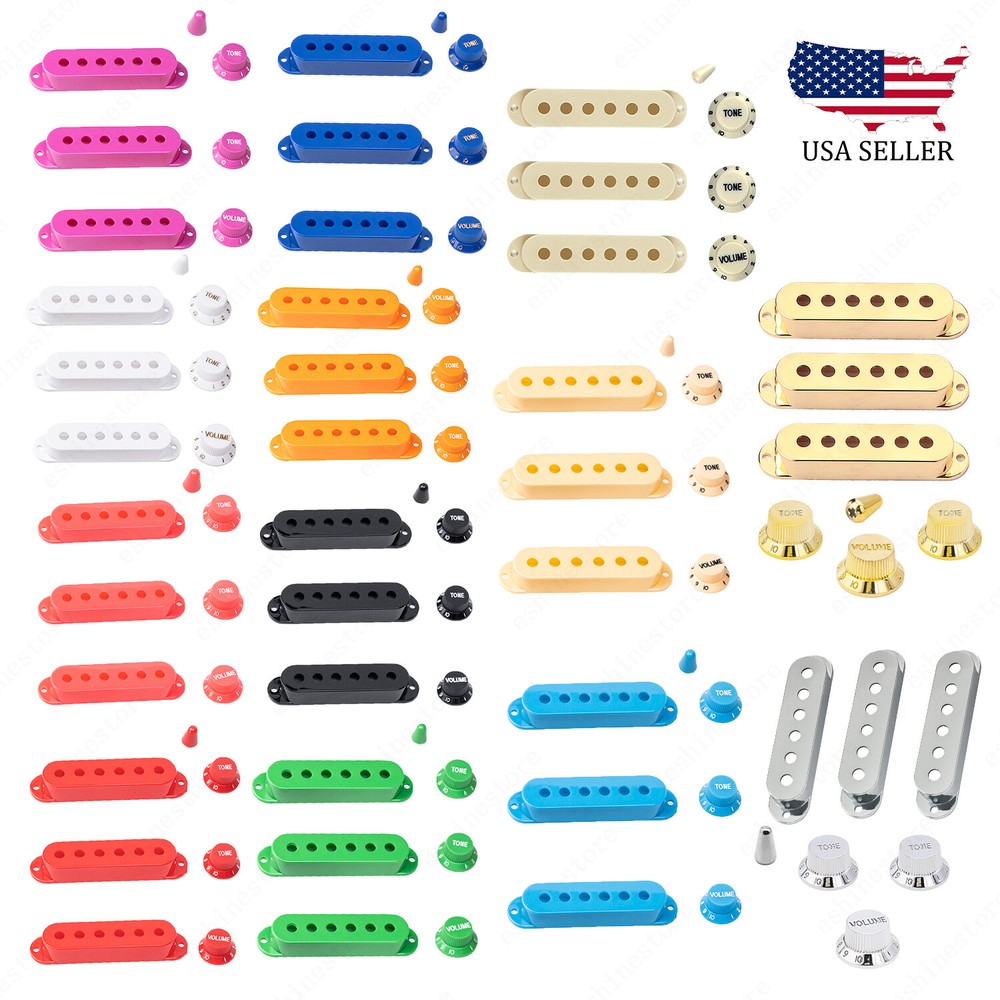 48/50/52mm Guitar Pickup Covers Knobs Switch Tip Set For Fender SQ Strat