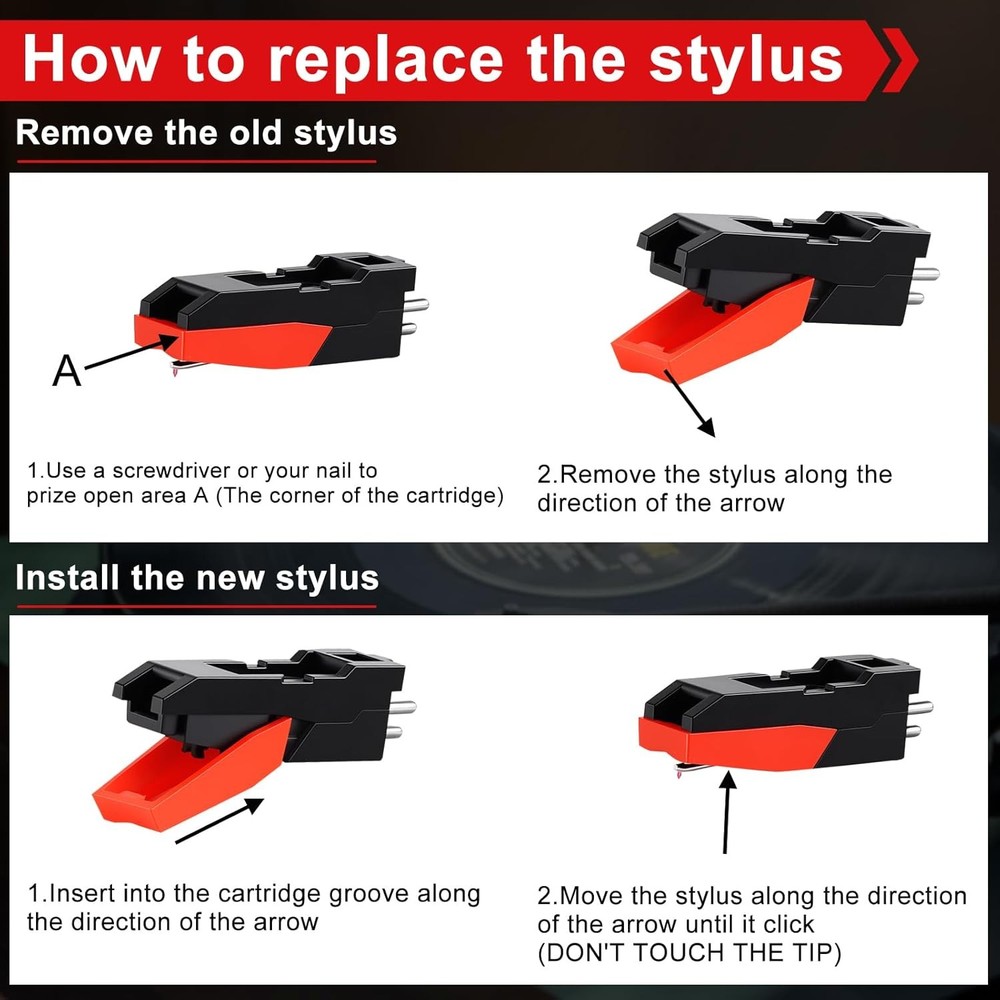 6 Pack Record Player Needle Replacement, Upgraded Vinyl Needle...