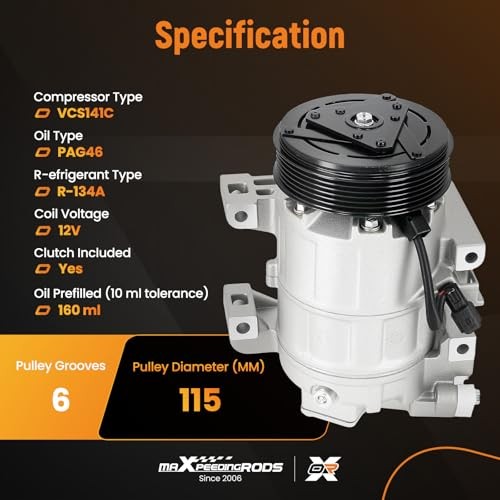 maXpeedingrods Air Conditioner AC Compressor with Clutch Compatible with