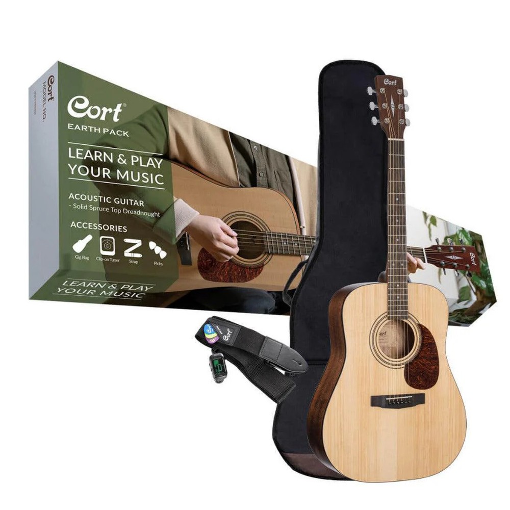 CORT Earth Pack Acoustic Guitar Pack - Premium Starter Bundle