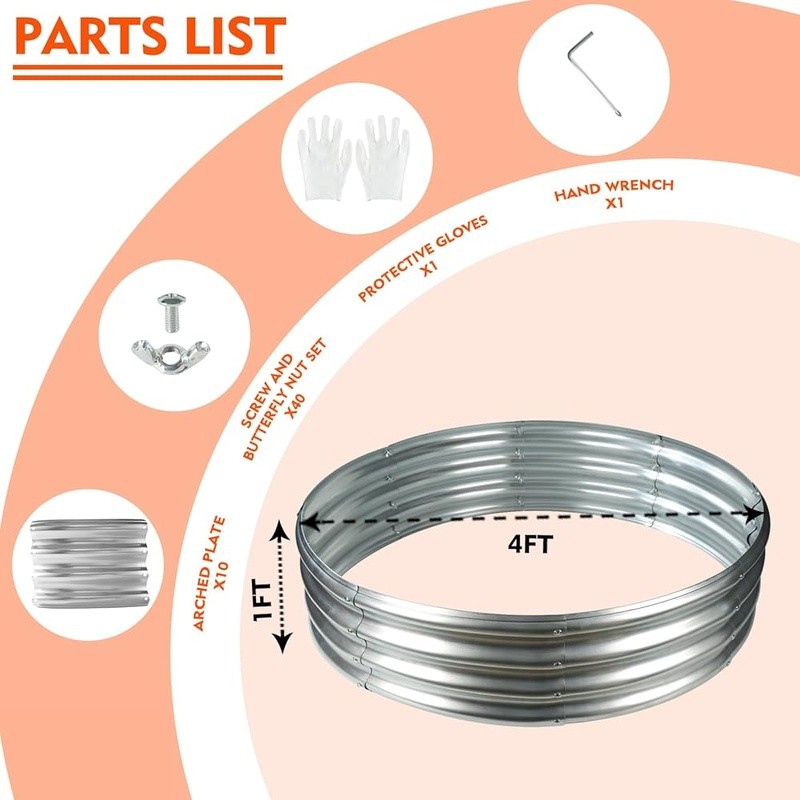 48 Inch Round Galvanized Fire Pit Ring/Fire Ring Foldable for Outdoor Gatherings