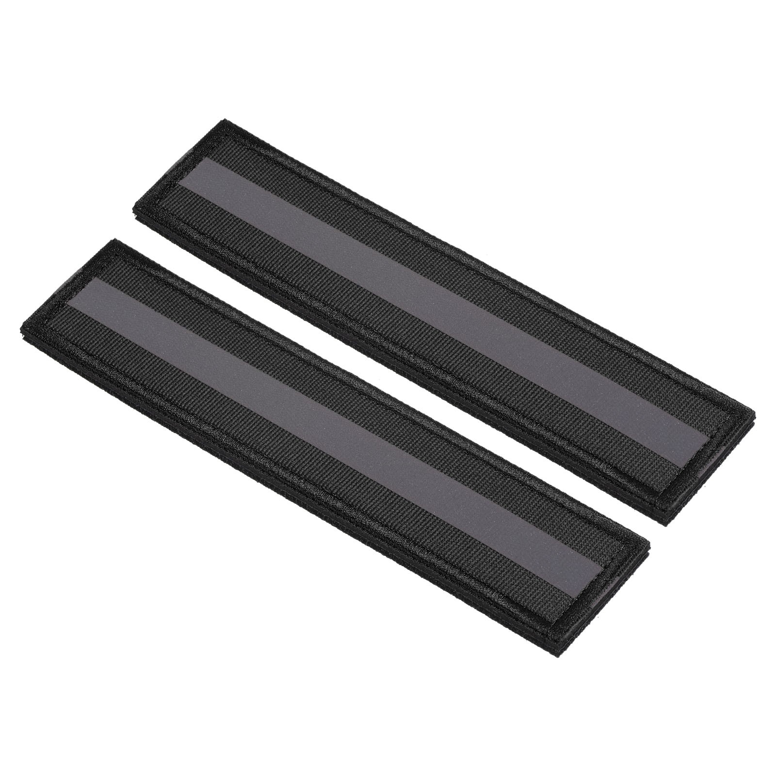 2 x Reflective Patch 1x6" Hook and Loop Fastener Safety Appliques Black