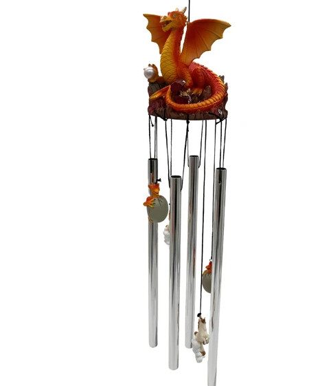 24" Orange Resin Dragon Wind Chime