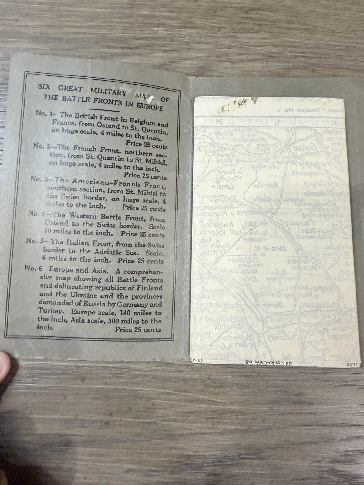 World War I Rand McNally War Map of French Front 1917 WWI EUC