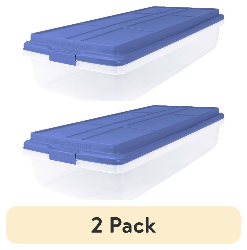 (2 pack)63 Quart Clear Storage Bin, Latched Storage Container
