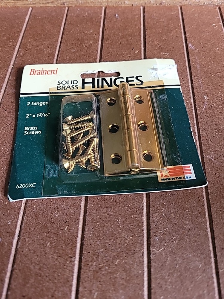 Brainerd Solid Brass MINI Hinges #6200XC ~2" x  13/16" ~ (4-Hinges) with Screws