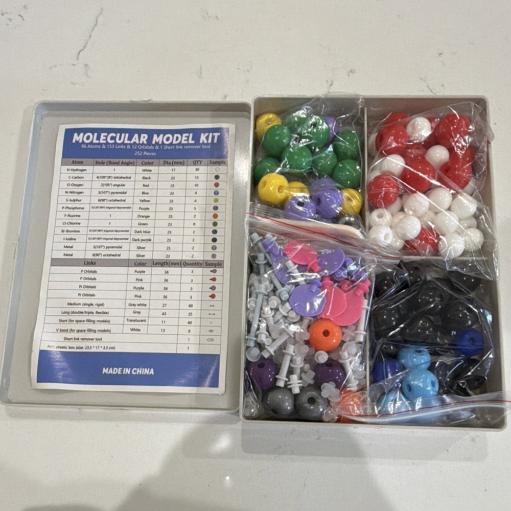 Molecular Model Kit 252 Pieces with Short Link Remover Tool