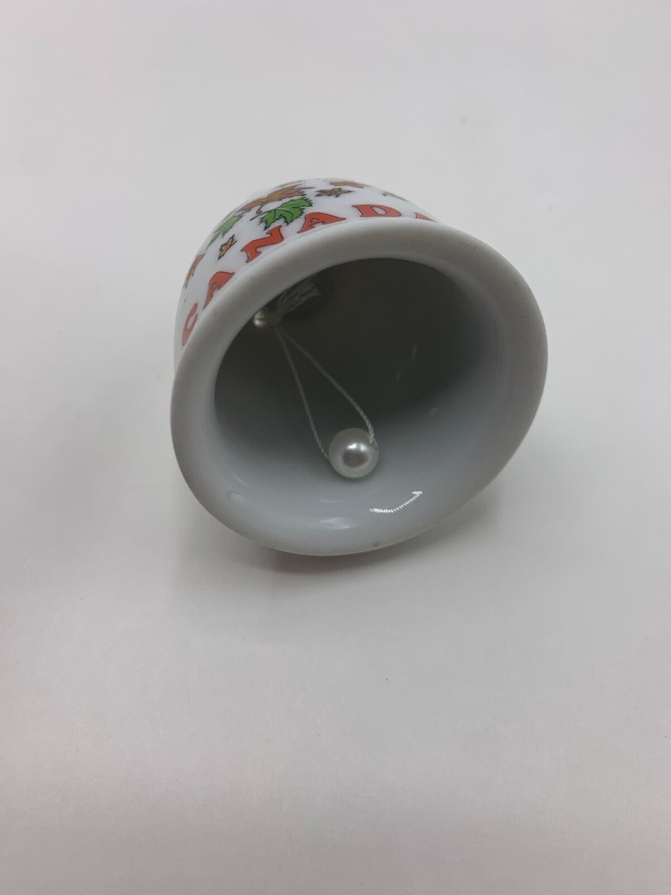 Canada Leafs White Ceramic Bell 3" Tall