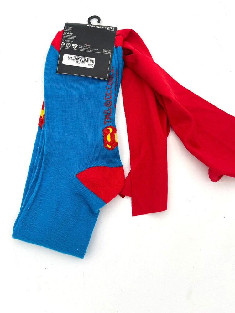 DC Comics Superman Socks Red Cape Knee High Fun NEW