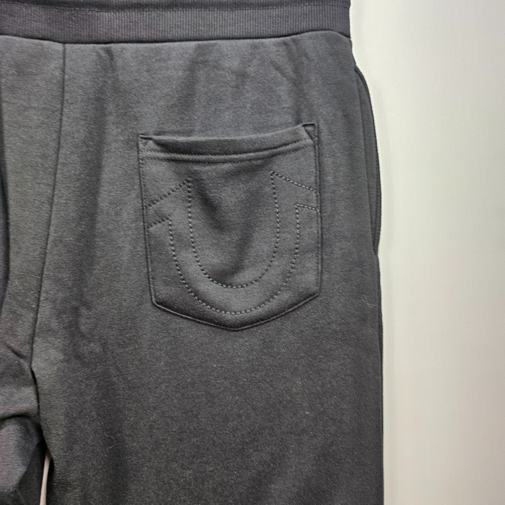 True Religion Joggers Black Logo Cotton Blend Drawstring Medium