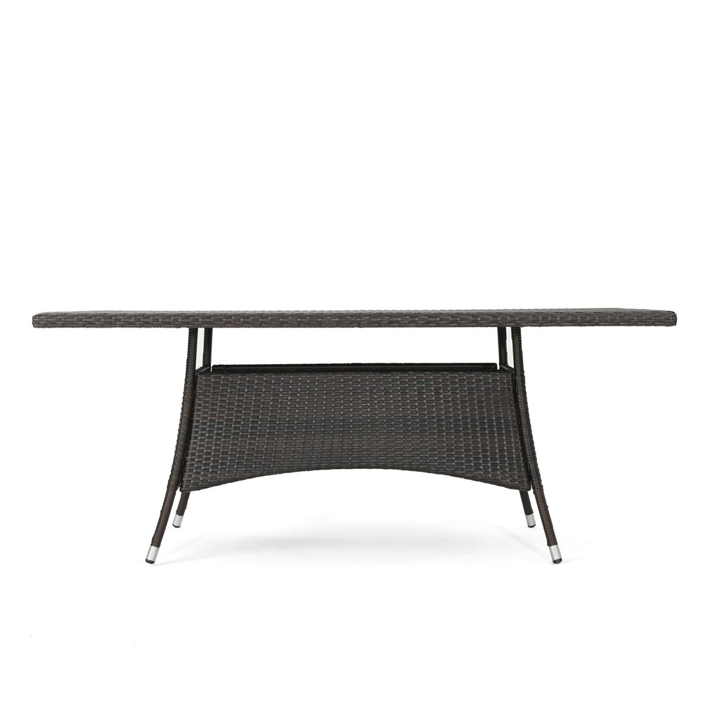 Modern Rectangular Wicker Dining Table for Outdoor Patio