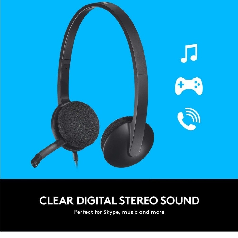 Logitech USB Headset H340, Stereo, USB Headset for Windows and Mac - Black