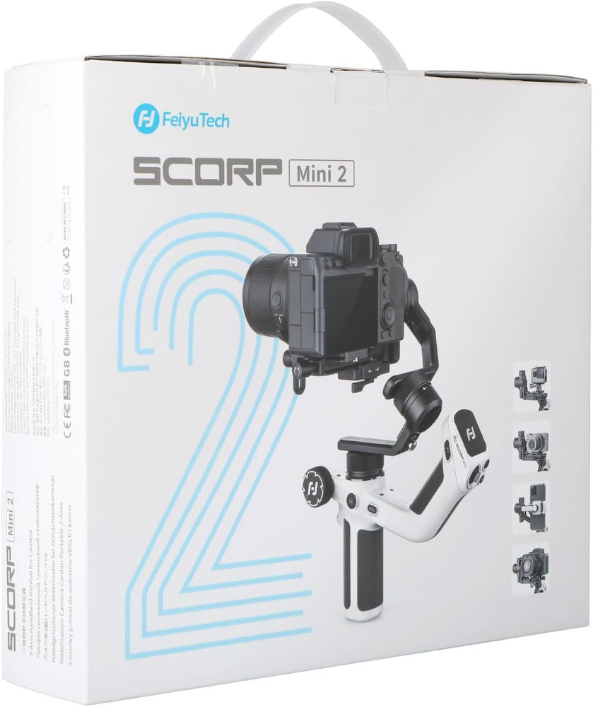 SCORP Mini 2 (White) Gimbal Stabilizer for Camera & Smartphone, 3-Axis Handheld