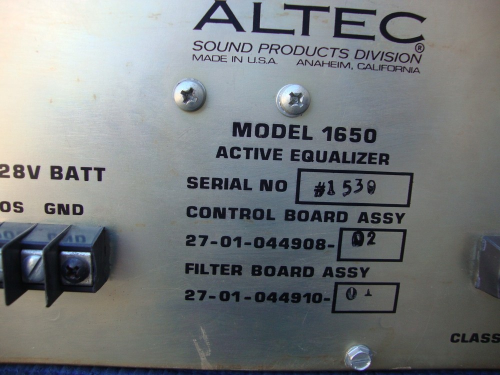 1(x) ALTEC model 1650 1/3 Octave Active Equalizer - Pls Read Ad