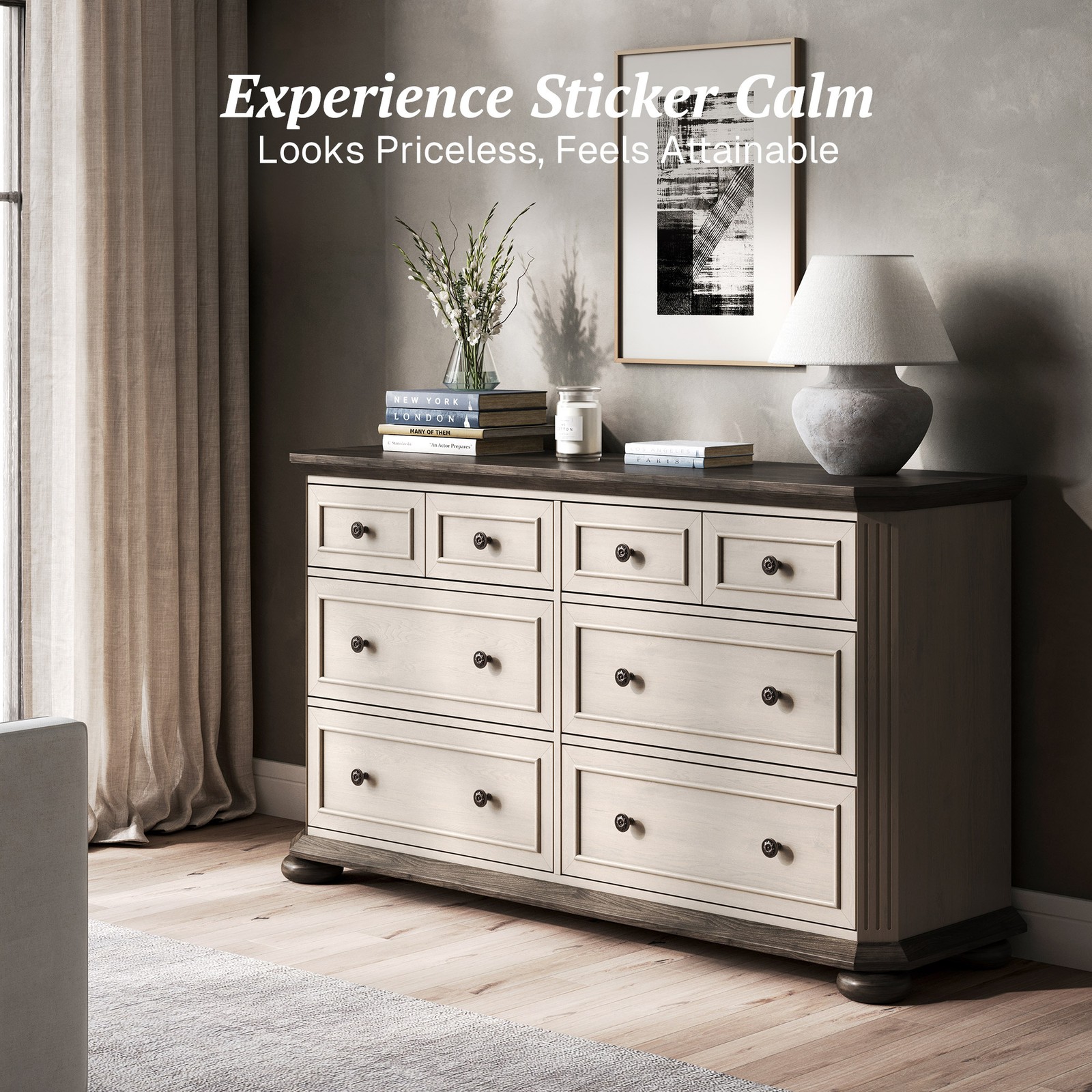 31" Drawer Dresser Chest with 6 Drawers, Antique White