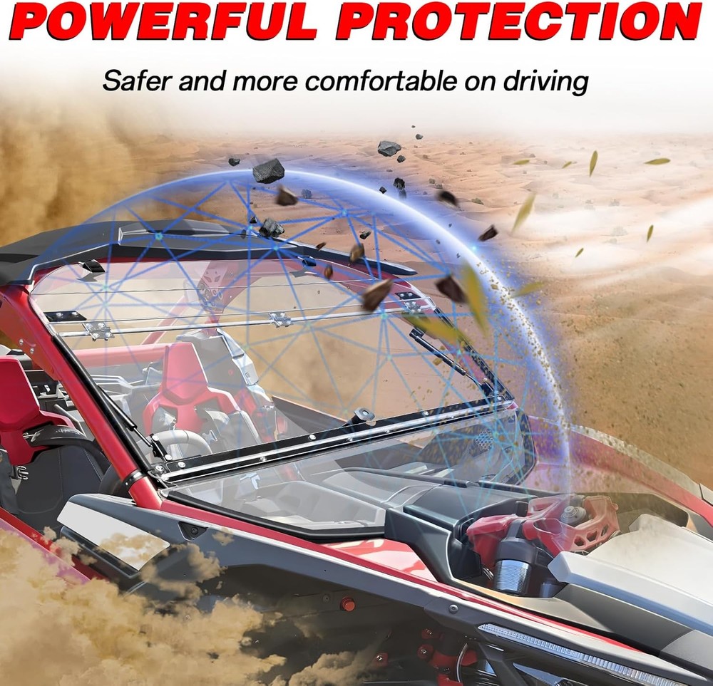 Front X3 Flip Windshield Scratch Proof Full Windshield Compatible With Can-Am