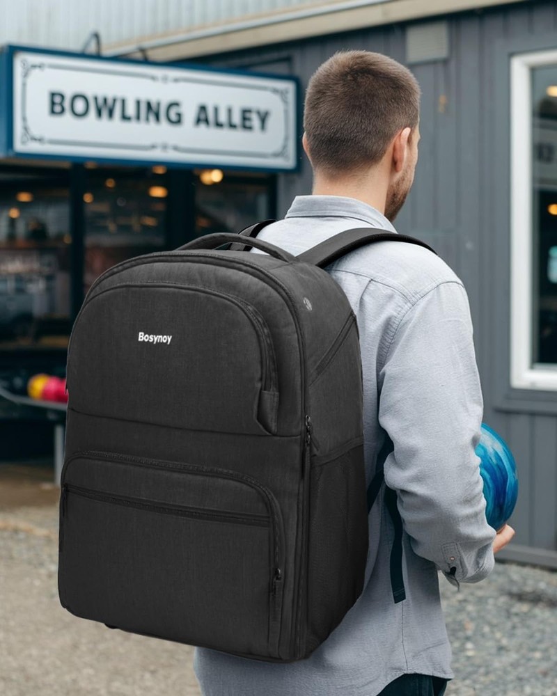2 Ball Bowling Backpack, Extra Large Bowling Ball Bag Totes with Protective F...