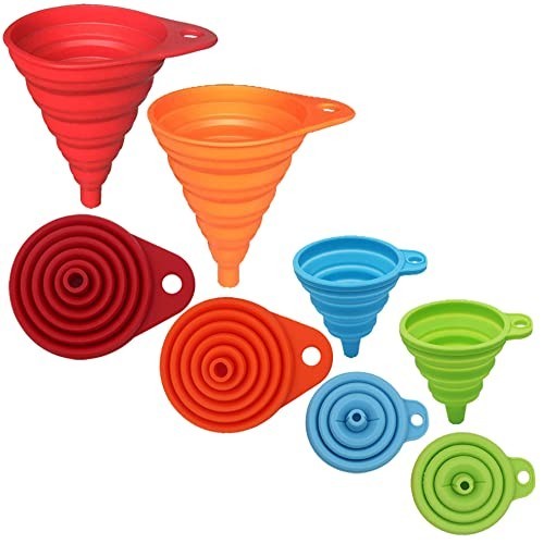 Assorted Sizes Silicone Collapsible Funnel Set - Space Saving Kitchen Must-Have