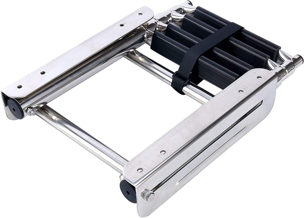 4 Step Stainless Telescoping Ladder Slide Under Platform Mount Boarding Ladder