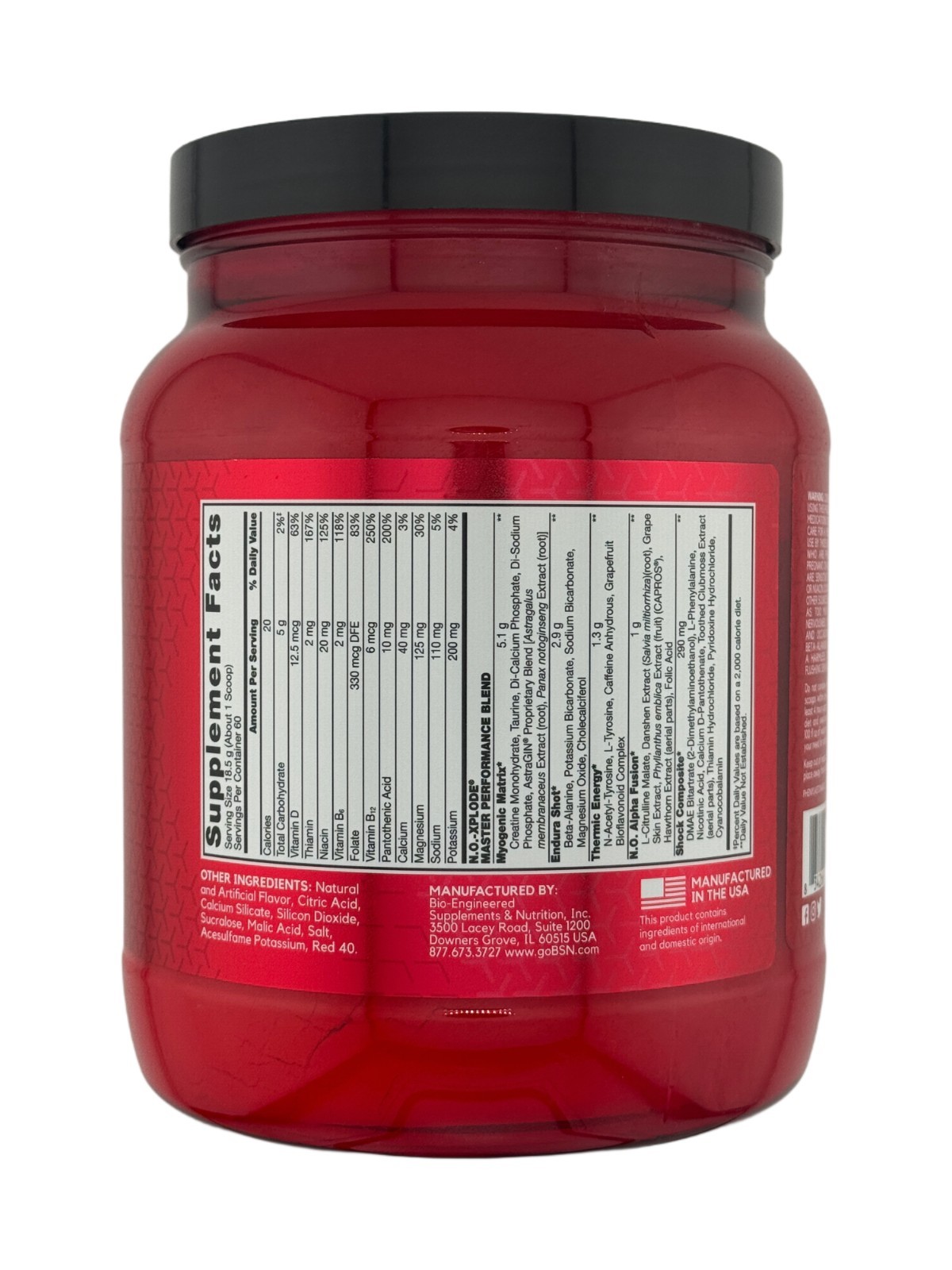 BSN NO-Xplode Pre-Workout Pump Nitric Oxide Booster 60 Servings Fruit Punch