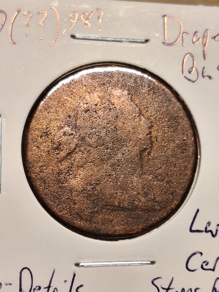 17(??) Possibly 1798? Draped Bust Large Cent Lightly Pitted Decent Details Worn