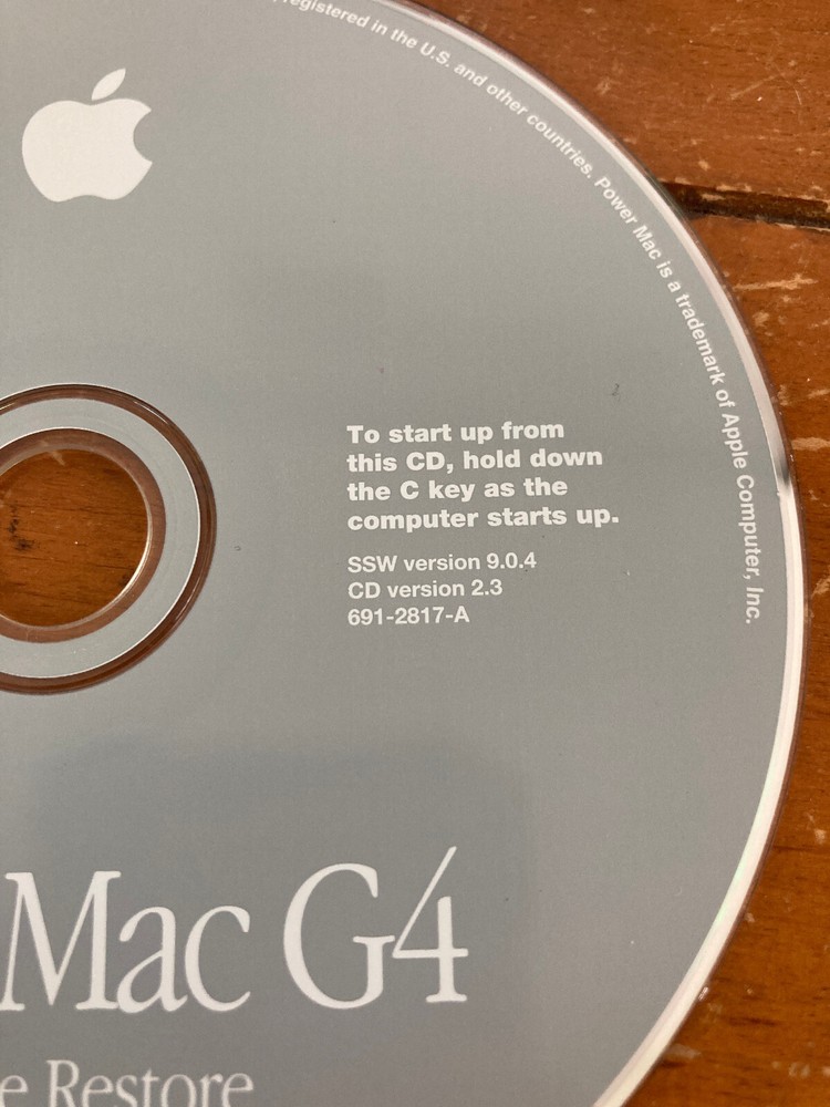 2000 Macintosh Power Mac G4 OS 9 9.0.4 Software Restore CD-ROM Disc CD