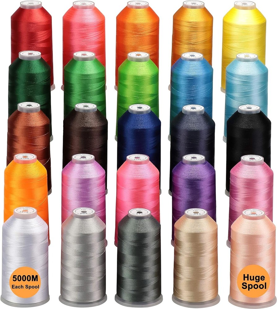 Professional 25 Colors 5000M Spool Polyester Thread for Embroidery Machines