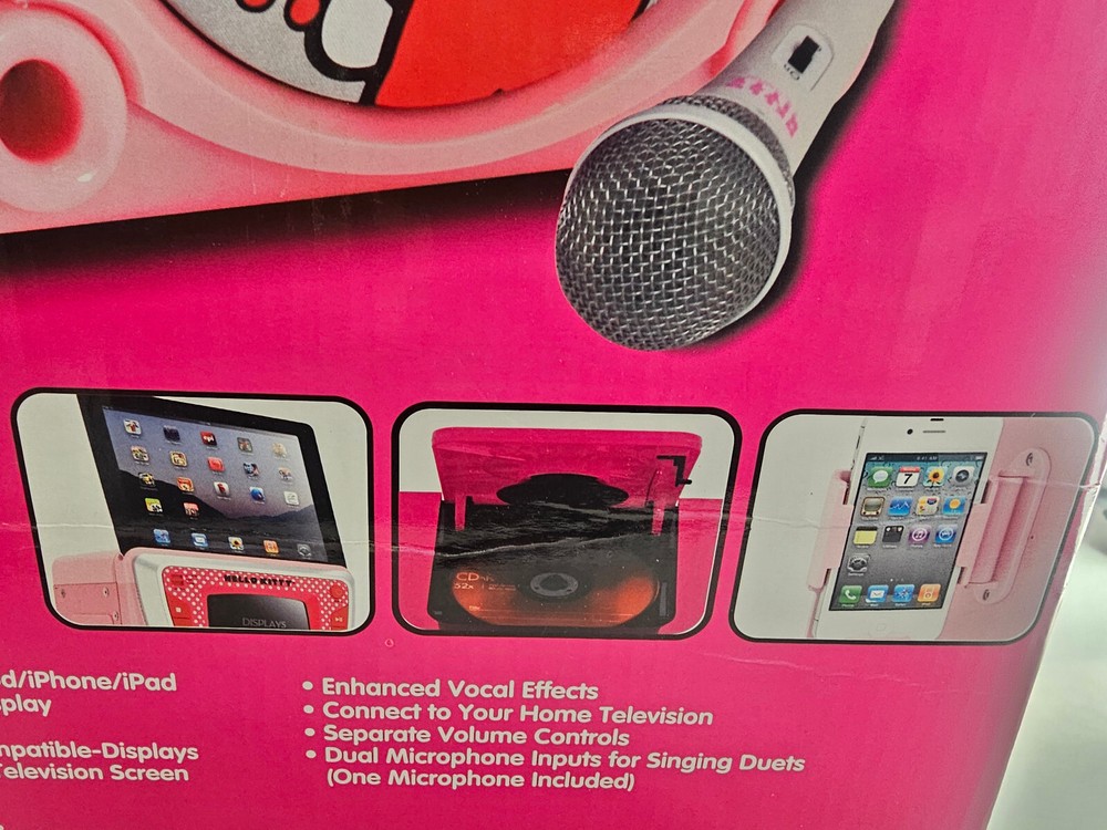 Hello Kitty CD+G Karaoke machine Microphone w Screen IPad & IPhone Connection